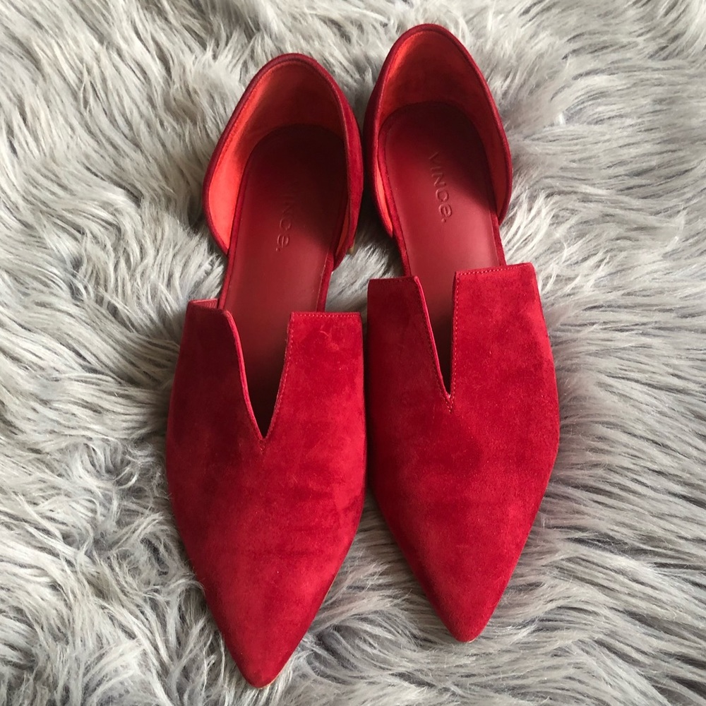Vince Darlington Red Suede Flats